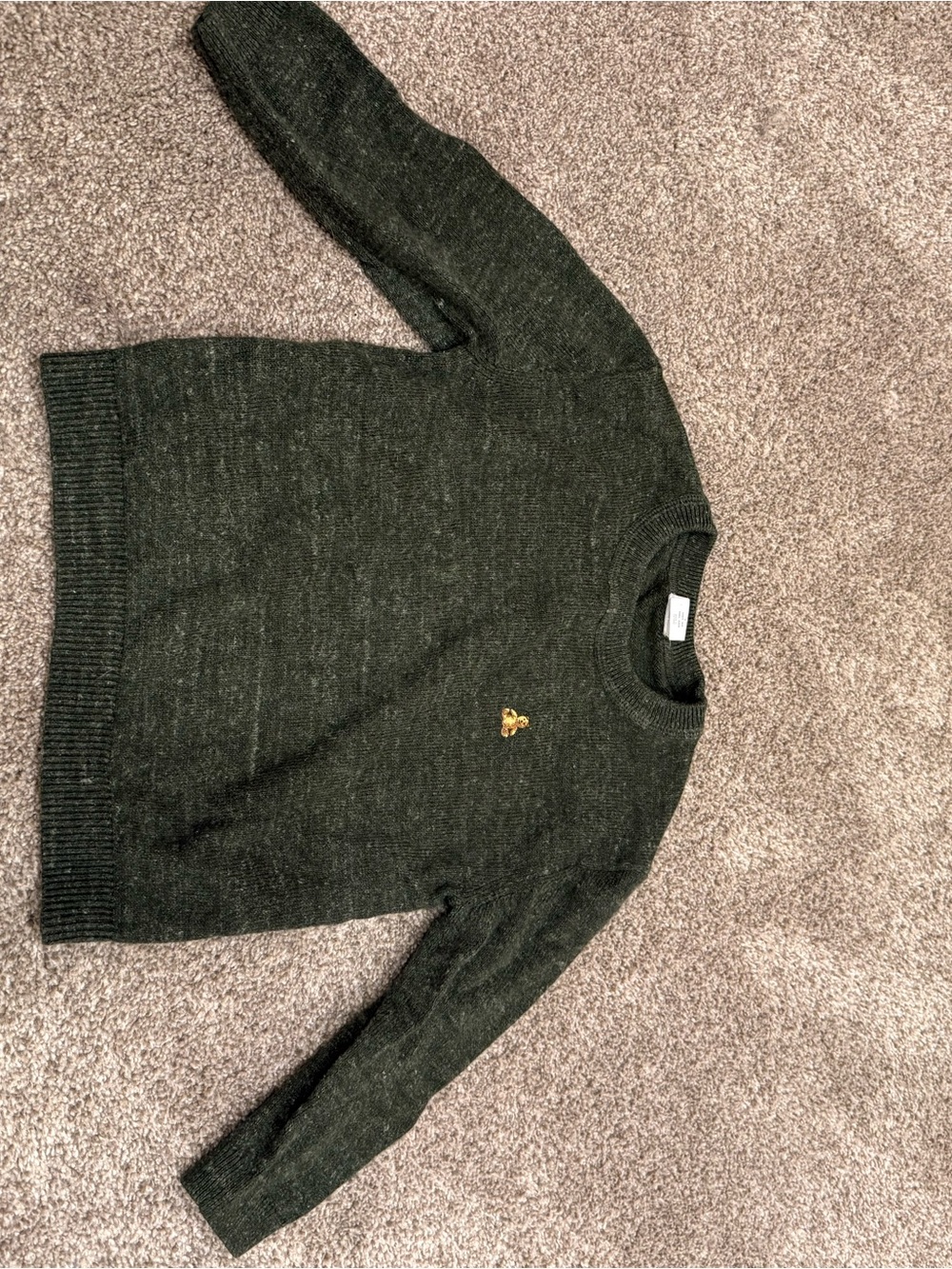 GAP Dark Green Crewneck Sweater with Gold Bee Embroidery